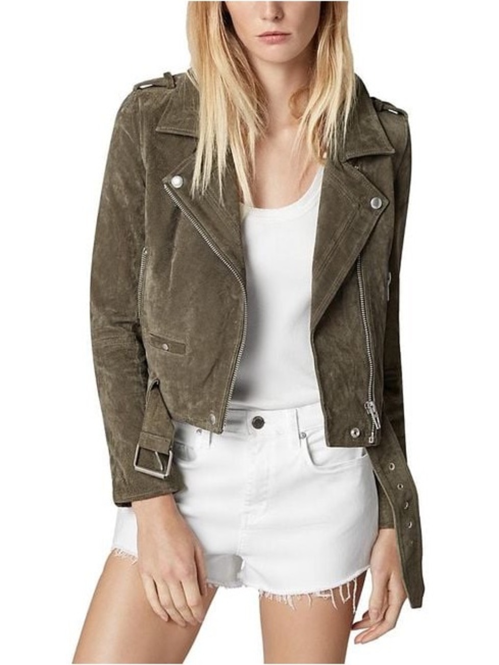 NWT Blank NYC Olive Green Suede Leather Jacket size XS